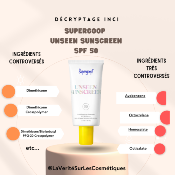 Analyse ingrédients crème solaire visage SUPERGOOP SPF30